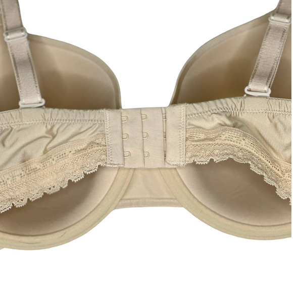 Felina 36DDD Light Beige T-Shirt Bra No-Show Cups Soft Straps 3 Hooks Lace B21 - Picture 5 of 6
